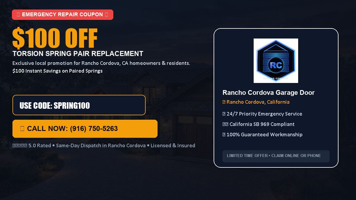 Rancho Cordova Garage Door Service $100 OFF Dual Torsion Spring Replacement in Rancho Cordova, CA