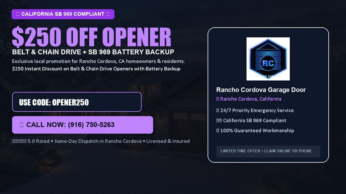 Rancho Cordova Garage Door Service $250 OFF Premium LiftMaster Opener Installation